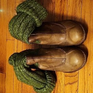 El Naturalista leather and knitted ankle boots